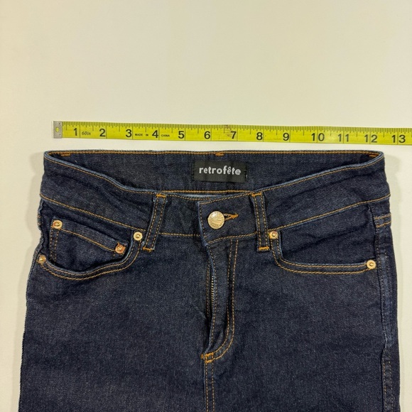 Retrofete High Rise Flare Jeans Size 25 Dark Wash - Picture 7 of 9